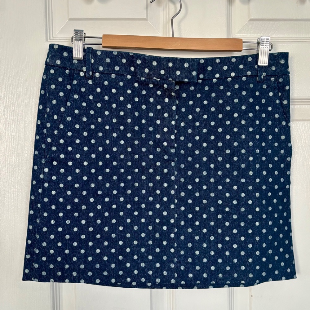 J Crew Denim Polka Dot Mini Skirt
